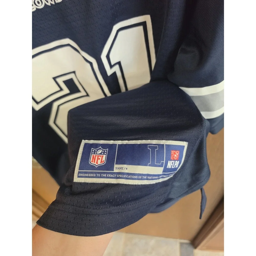 Nike Dallas Cowboys Ezekiel Elliott #21 NFL Throwback Jersey L Navy Football